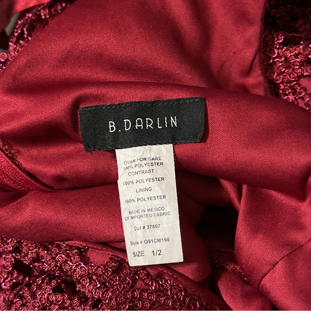 B. Darlin Sparkle Lace Minidress Bow‎ Tie Back Size 1/2 Burgundy Valentin… - Picture 5 of 6